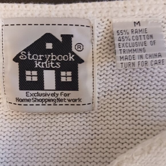 Storybook Knits Christmas, Holiday Cardigan Sweater, Ornaments & Ribbon, Size M - Picture 2 of 16